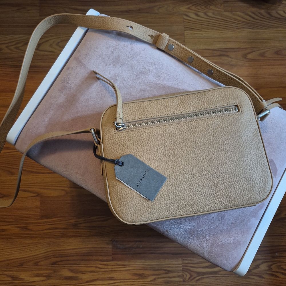 All Saints Beige Leather Crossbody Bag